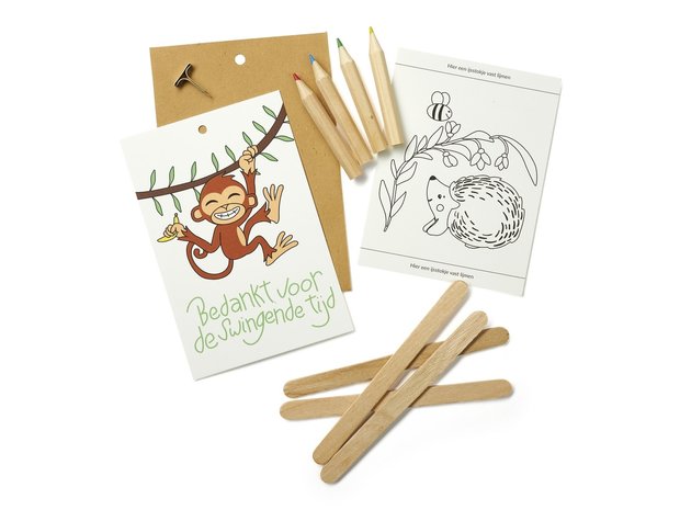 Schilderij maken -  Bedankt voor de swingende tijd - kindertraktatie - overzicht
