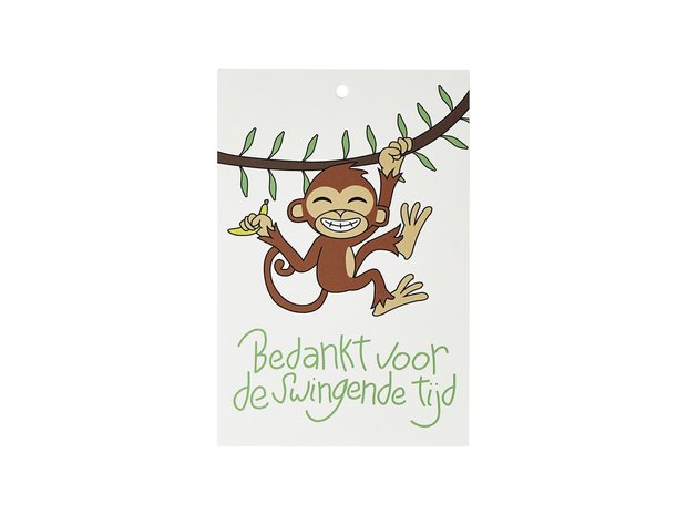Schilderij maken - Bedankt voor de swingende tijd - kindertraktatie - kaartje voorkant