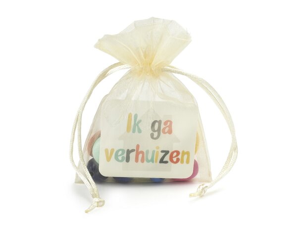 Kralenketting rijgen -  ik ga verhuizen - kindertraktatie - voorkant
