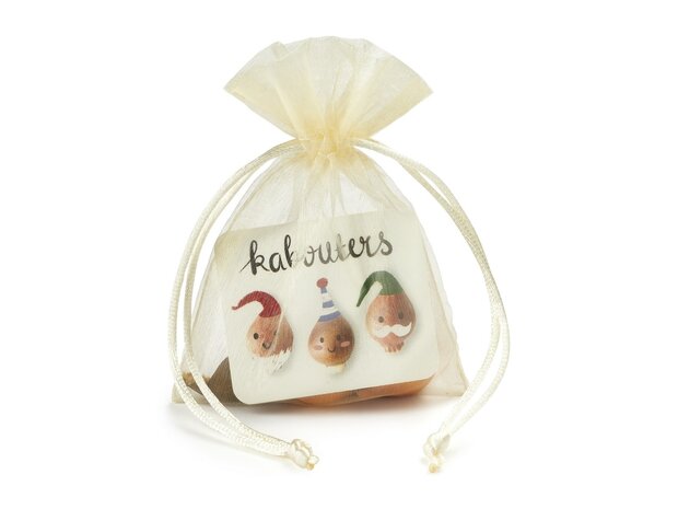 Wilde tulpen in organdi zakje -  kabouterst - kindertraktatie - voorkant