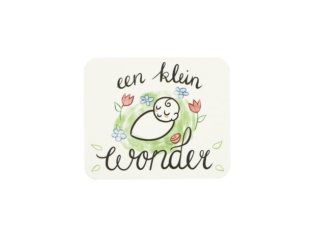 Wilde tulpen in organdi zakje -  een klein wonder - kindertraktatie - label voorkant