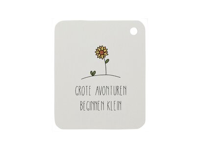 Label - Grote avonturen beginnen klein - 50x60 mm Label - Grote avonturen beginnen klein - 50x60 mm