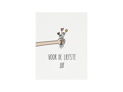 Kaartje - Voor de liefste juf - 80x105 mm Kaartje - Voor de liefste juf - 80x105 mm