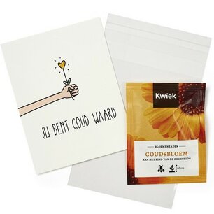 Jij bent goud waard - Traktatie zaden in bioplastic zakje Jij bent goud waard - Traktatie zaden in bioplastic zakje