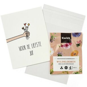 Voor de liefste juf - Traktatie zaden in bioplastic zakje Voor de liefste juf - Traktatie zaden in bioplastic zakje