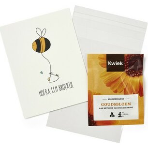 Hoera een broertje - Traktatie zaden in bioplastic zakje Hoera een broertje - Traktatie zaden in bioplastic zakje